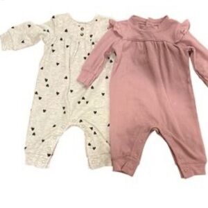 Carter's Pink and White Heart Print Footies
